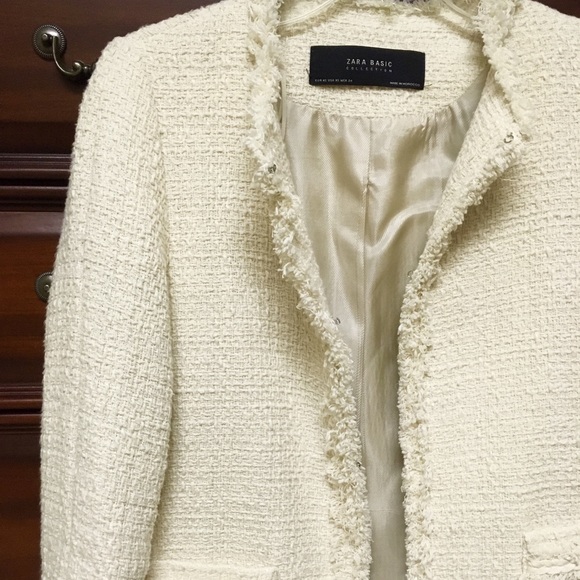 white tweed jacket zara